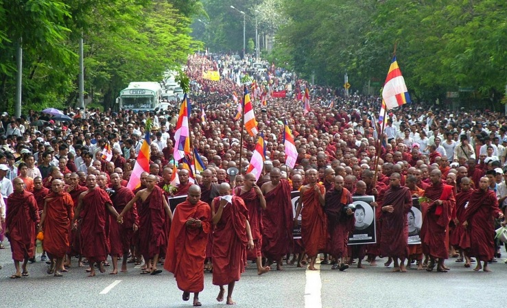 Burma monks protest